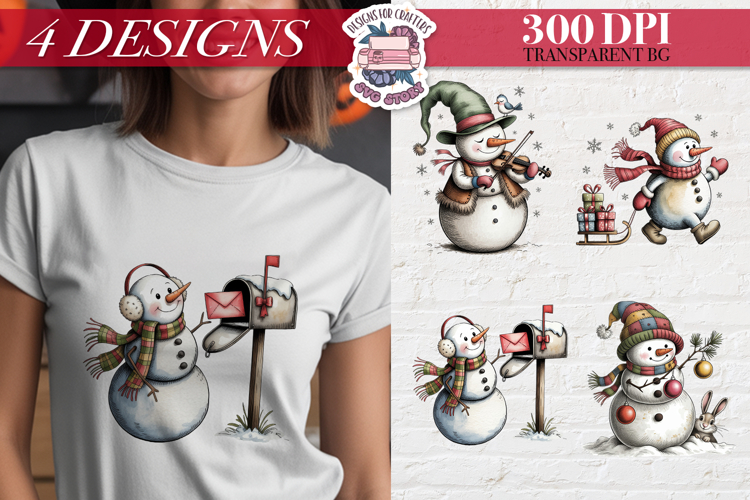 Funny Christmas Snowman Clipart Sublimation 4 PNG