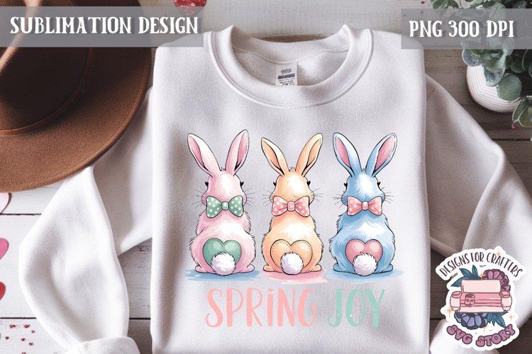 Cute Bunnies Spring Sublimation Design PNG Easter Hoop bunny
