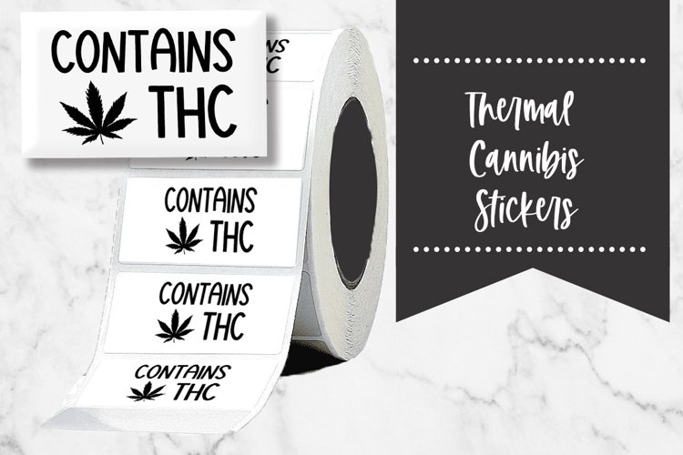 Contains THC Warning Cannibis Thermal Stickers example image 1