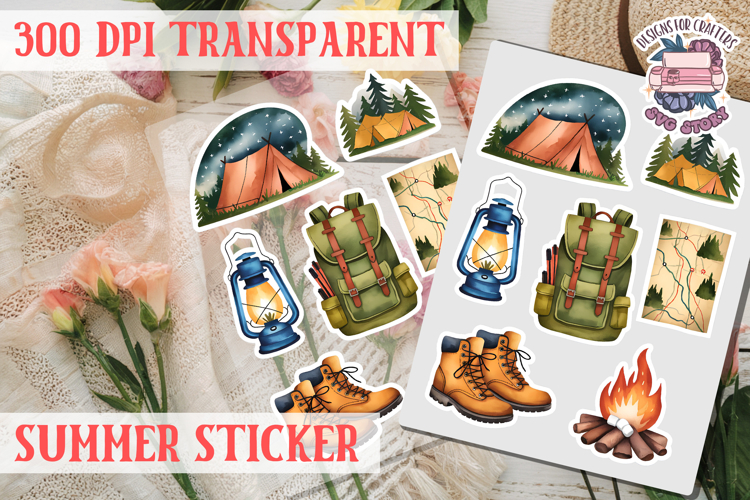 Summer sticker Cute flowers Love Picnic Beach Spring example image 1