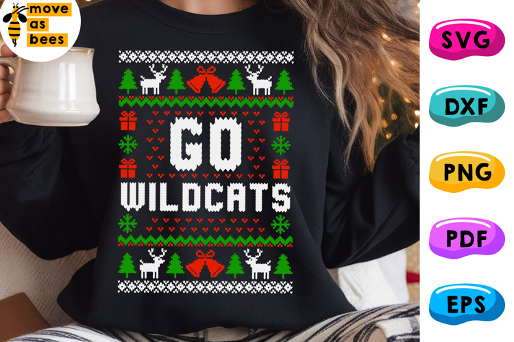 Go Wildcats Svg, Png, Sports Team Ugly Christmas Sweater Svg