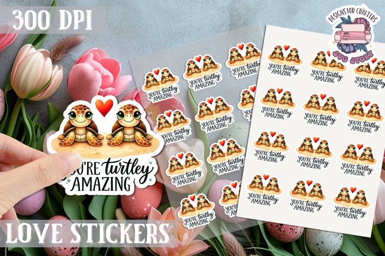 Love sticker Sheet Valentine Day Cute Animals Quote PNG