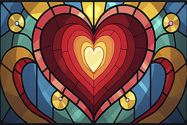 Stained Glass Heart Background Wallpaper
