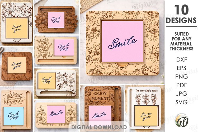 Sticky Note Holders Bundle Laser Cut. Note Pad Holder SVG