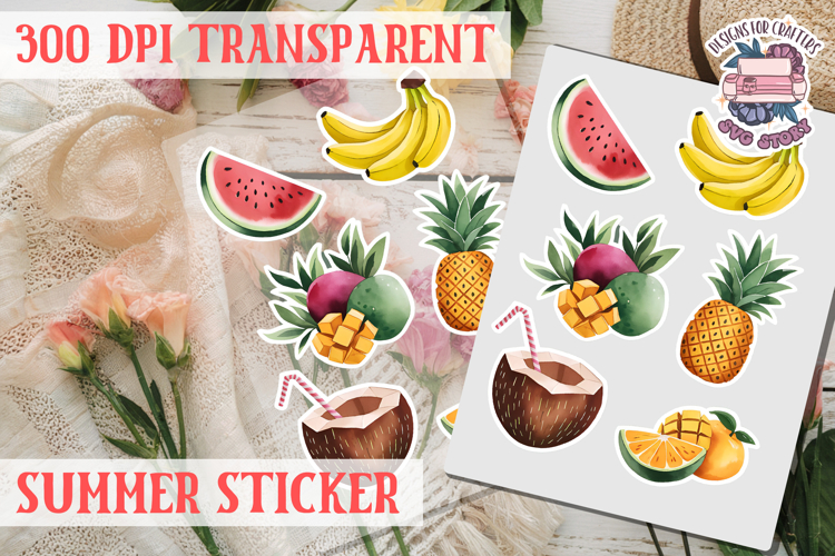 Summer sticker Cute flowers Love Picnic Beach Spring example image 1