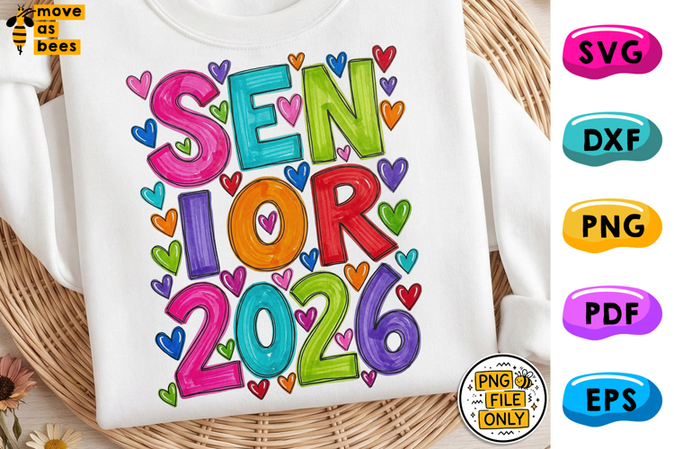 SENIOR 2026 PNG, Doodle Marker Style, Class of 2026 Shirt