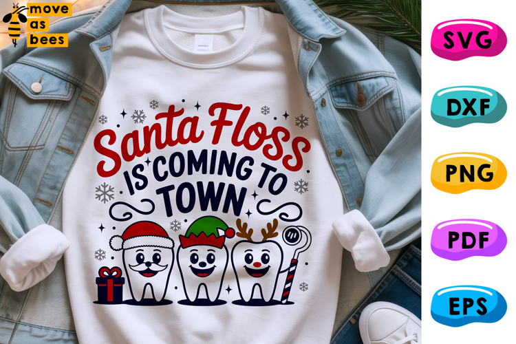 Santa Floss Is Coming To Town Svg, Png, Dental Christmas Svg