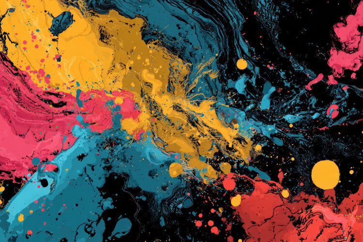 Vibrant Paint Splatters Background Wallpaper example image 1