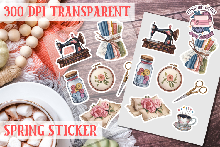 Spring sticker Cute vintage flowers Love PNG Funny