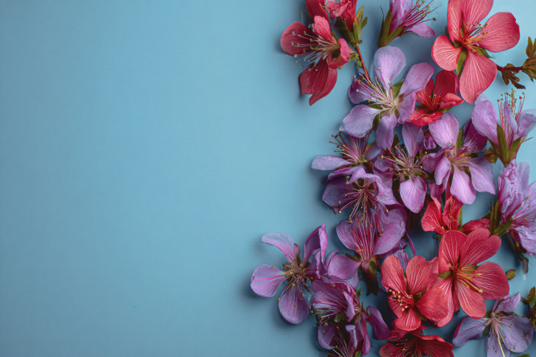 Flowers with Blue Background Wallpaper