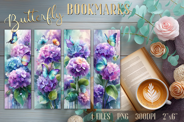 Watercolor Butterfly Printable Bookmarks Sublimation PNG
