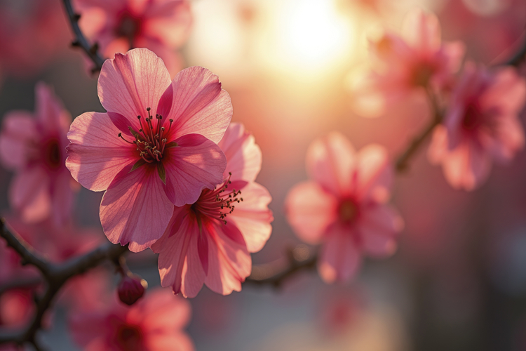 Pink Cherry Blossoms Background Wallpaper