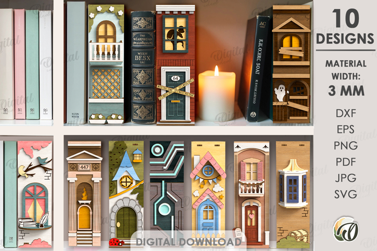 Decorative Book Nooks Bundle Laser Cut. Bookshelf Decor SVG