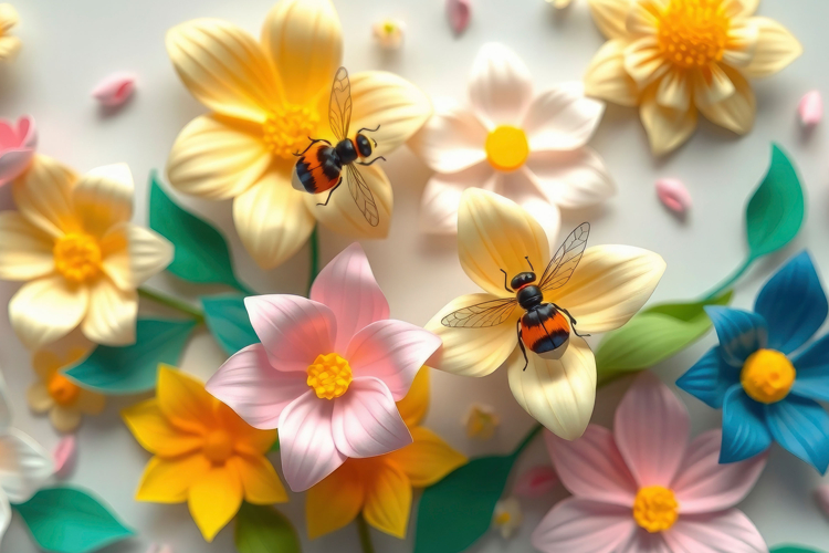 Flower With Bee Clipart Image 20