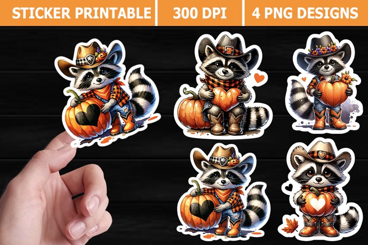 Halloween Raccoon Sticker Designs