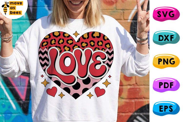 Love In Patterned Heart Svg, Png, Valentines Day Svg Shirt