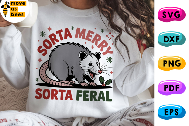 Sorta Merry Sorta Feral Svg, Png, Possum, Funny Christmas