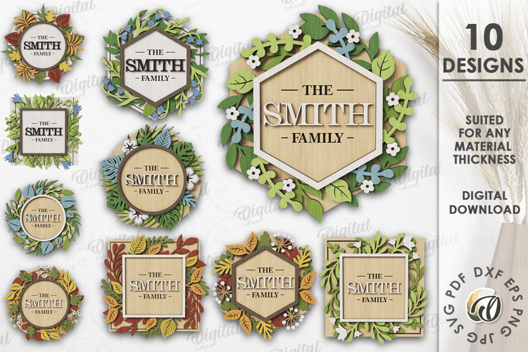 Family name signs Bundle Laser Cut. Wall decor SVG