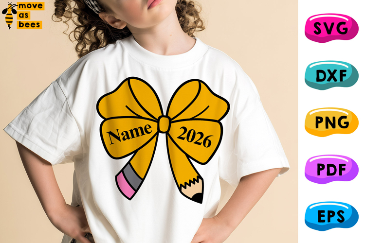 Bow Pencil SVG, PNG, Schoolgirl Shirt Svg, Preppy, Coquette