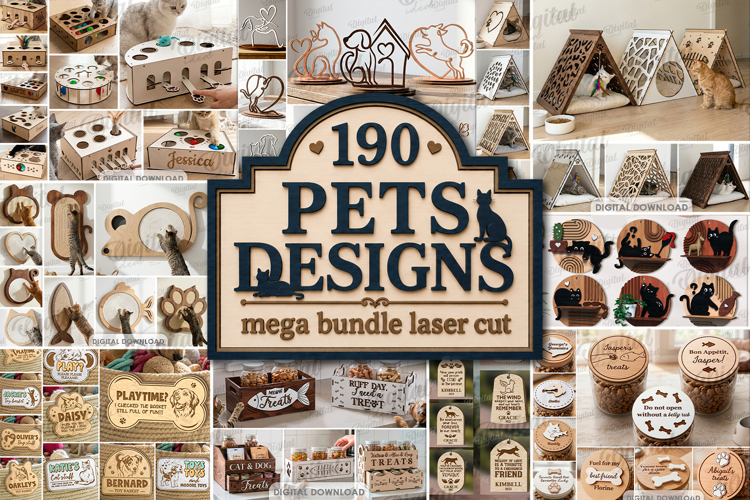 3D Pets Mega bundle laser cut. Pet Memorial SVG. Home decor