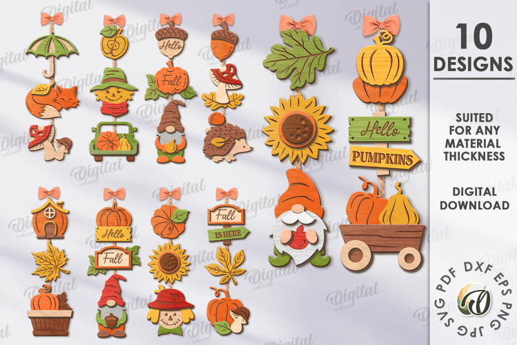 Wooden Fall Wall Decors Bundle Lasercut. Fall Wall Decor SVG