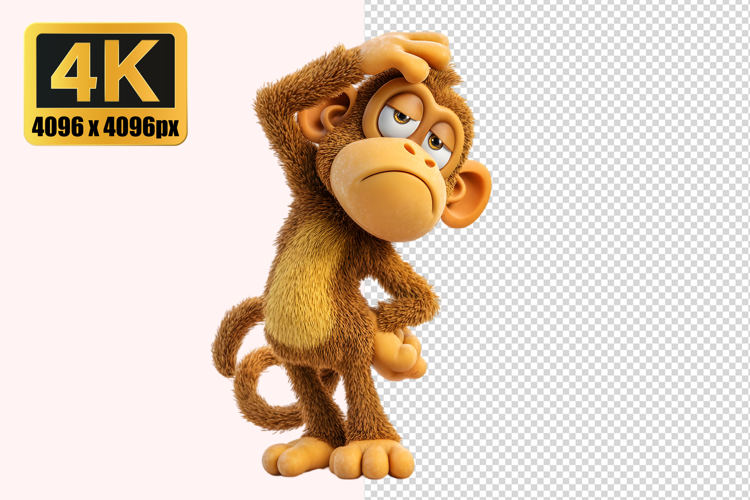 Confused Cartoon Monkey Transparent PNG