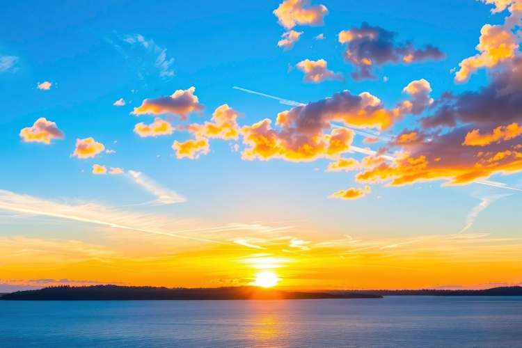 Sunset Over Lake Background