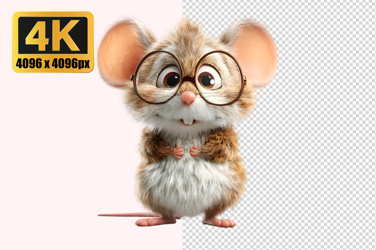 Mouse Wearing Oversized Glasses Transparent PNG