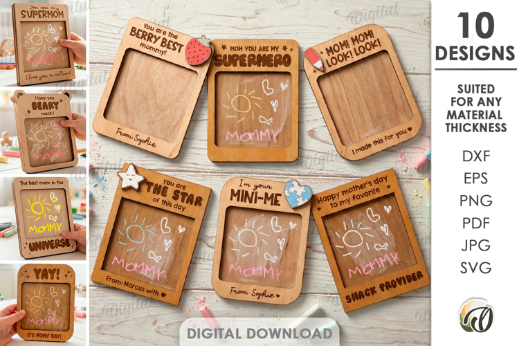Mothers Day Drawing Plaques Bundle Laser Cut. Mom Card SVG