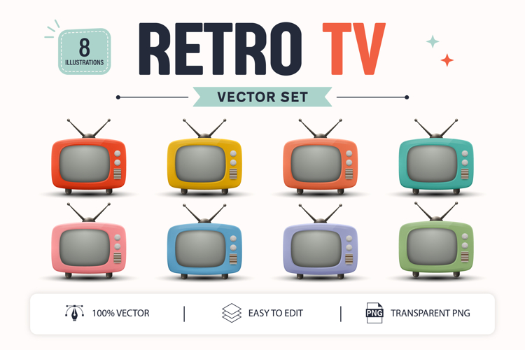 Retro TV Vector Illustrations