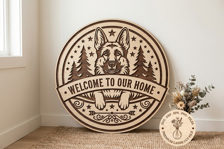 German Shepherd Welcome Sign SVG, Welcome To Our Home, Laser example image 1