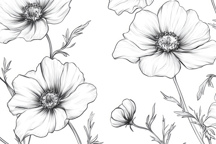 Sketch of Beautiful Flowers Background Wallpaper