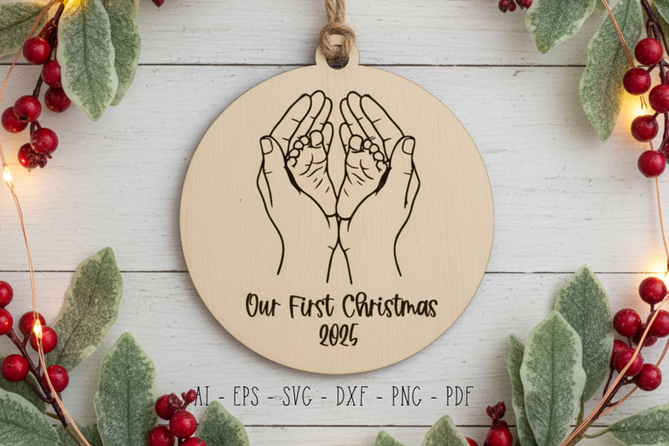 Babys First Christmas Ornament Laser Cut