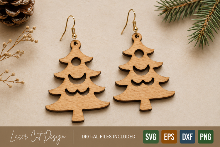 Christmas Tree Earring Laser Cut File SVG
