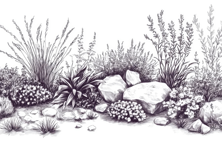 Black and White Plants Background Wallpaper