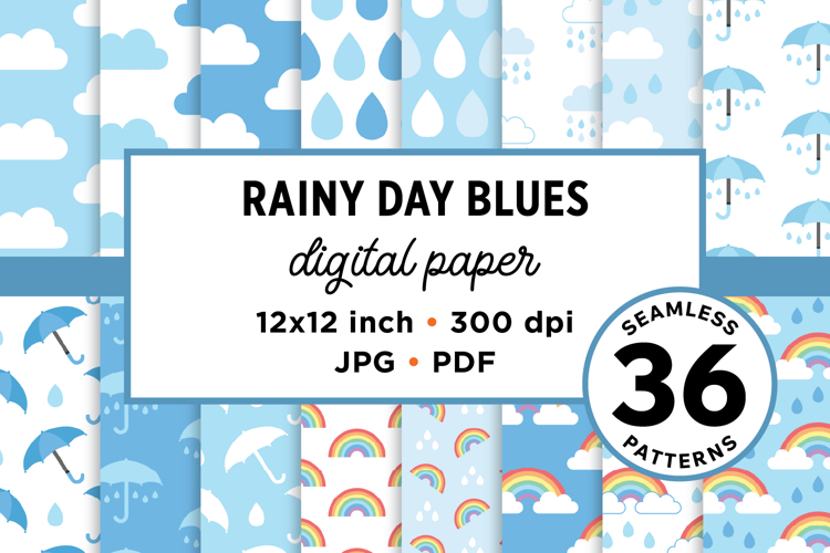Rainy Day Blues Seamless Patterns