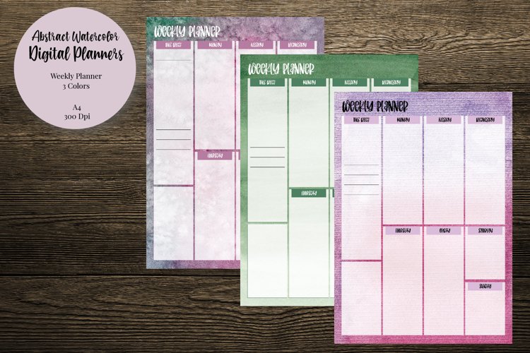 Abstract Watercolor Weekly Digital Planners