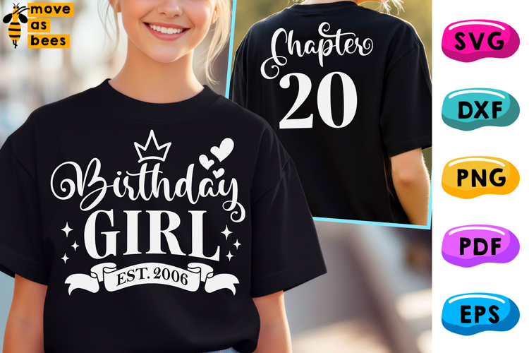 20th Birthday Girl Svg, Png, Est 2006 Chapter 20 Girl Shirt