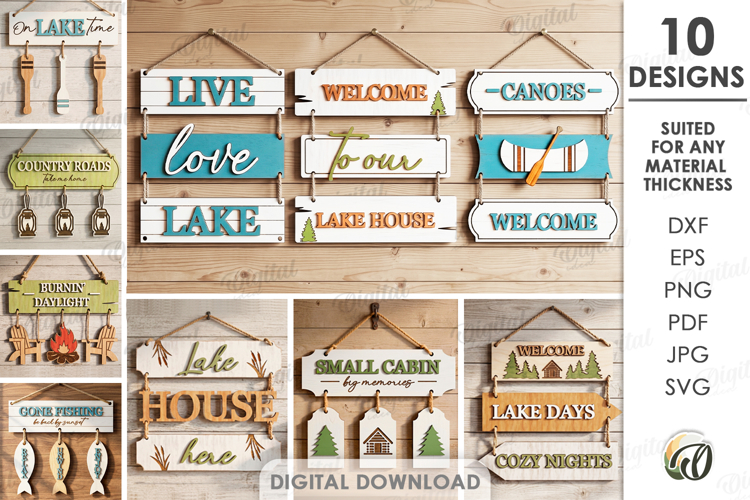 3D Country Wall Signs Bundle Laser Cut. Wall Hanger SVG