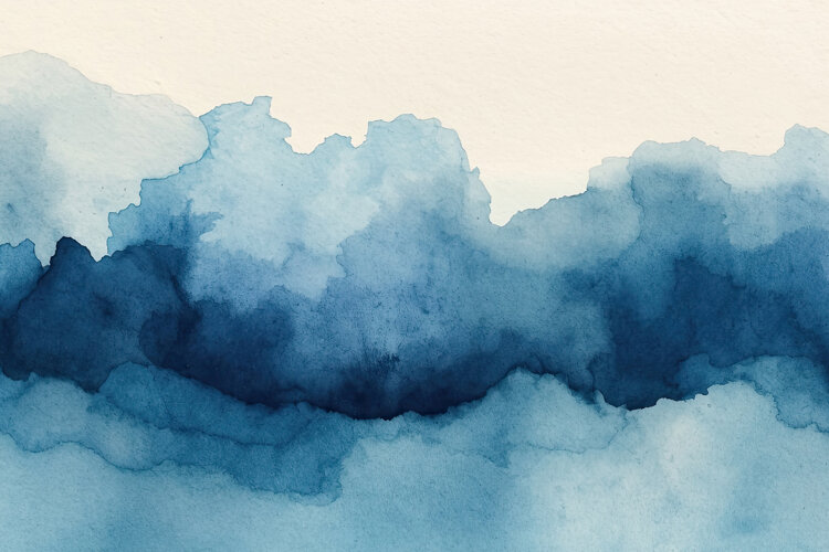 Abstract Blue Watercolor Painting Background example image 1