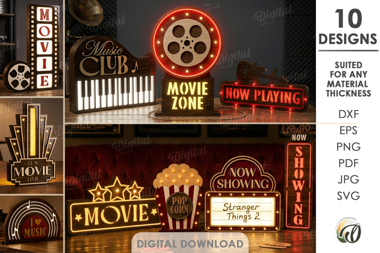 3D Art Night Lamps Bundle Laser Cut. Night Light SVG