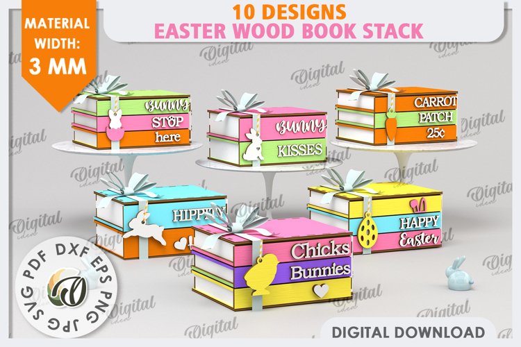 Easter Boxes Laser Cut Bundle. Easter Stacked Books SVG