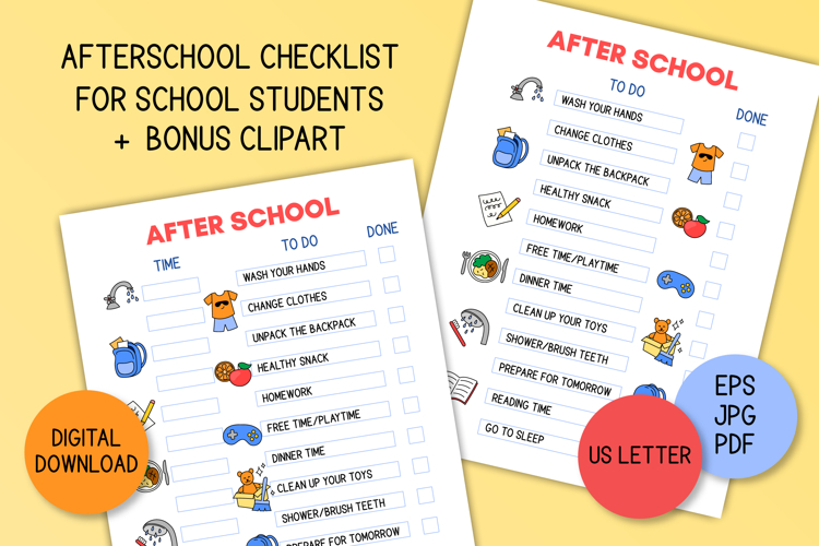 After School Checklist Printable | Kids Daily Routine Chart