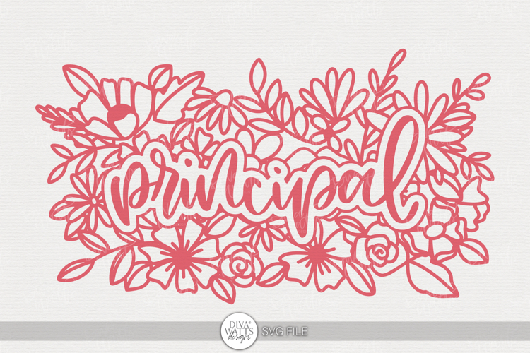 Principal SVG | Floral Word Art Design for School Gifts