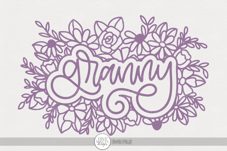 Granny Floral SVG | Hand Lettered Flower Design