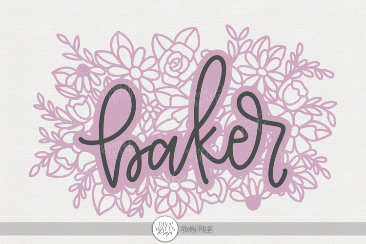 Floral Baker SVG | Hand Lettered Occupation Design