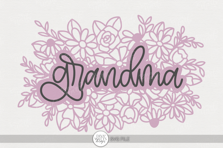 Floral Grandma SVG | Hand Lettered Family Design