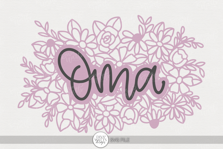 Floral Oma SVG | Hand Lettered Grandma Design in German