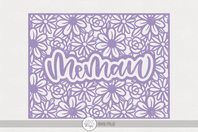 MeMaw Floral Frame | Daisy and Rose Cut Design