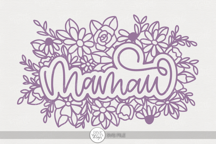 Mamaw Floral SVG | Flower Frame Name Design